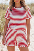 Red Stripe Scallop Set