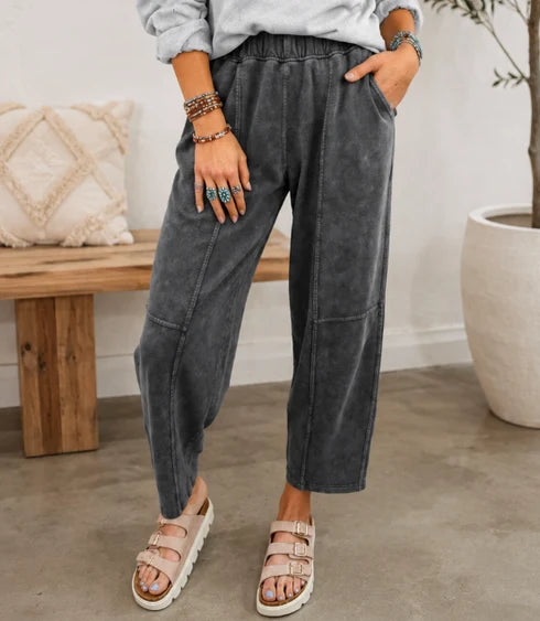 Mineral Wash Elastic Pants